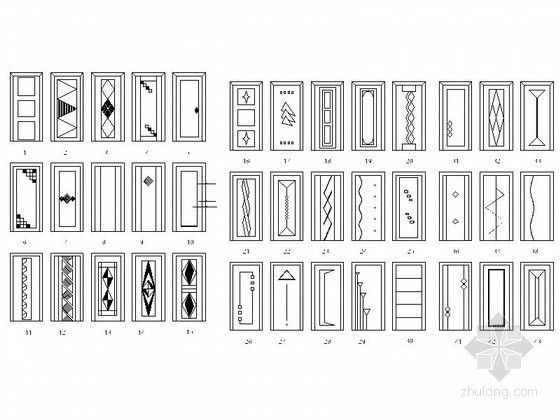 各式风格门立面图CAD图块下载 