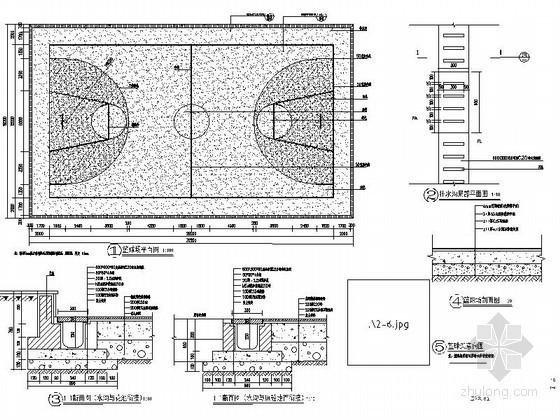 cad篮球场平面图资料下载-篮球场平面设计施工图