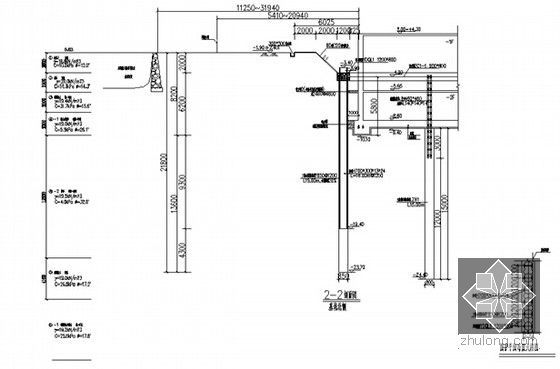 [江苏]大型商场深基坑开挖支护及降水施工方案（SMW工法桩加内支撑）-剖面图