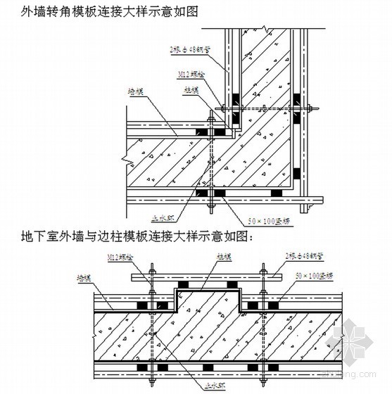 框剪结构住宅楼工程主体施工组织设计(160页)-模板大样图 
