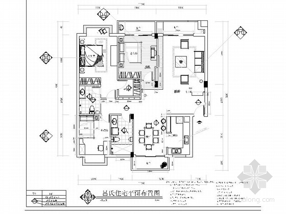 家居室内装修施工图资料下载-宽敞三居室室内装修施工图