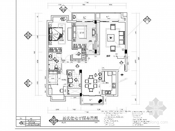 三居室室内装修资料下载-宽敞三居室室内装修施工图