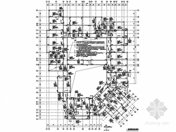 [上海]地上三层框架结构办公楼结构施工图-一层梁整体配筋图 