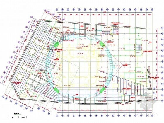 [上海]20米深基坑地下连续墙围护施工图（逆作法施工）-地面层临时支撑平面图 
