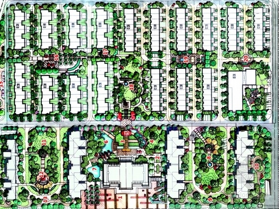 住宅小区投资概算资料下载-[武汉]英伦田园风格高档住宅小区景观概念方案设计