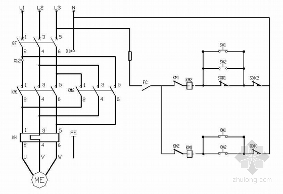 防火卷帘门建筑平面资料下载-防火卷帘门电路图