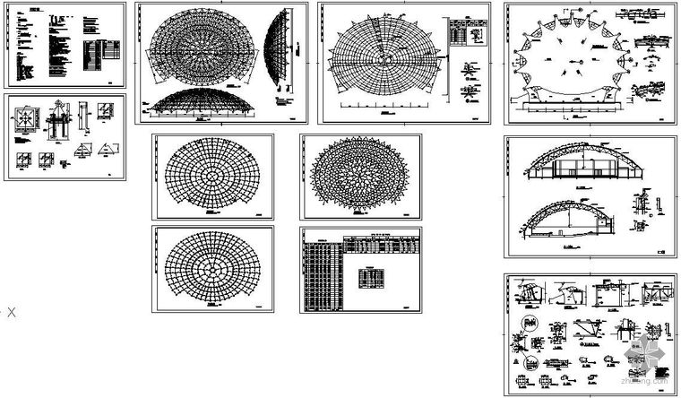 双曲面建筑资料下载-某双曲面球壳网架（弹性支座）全套建筑结构图
