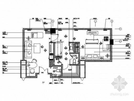重庆项目户型资料下载-[重庆]现代简约四星级酒店B户型行政套房室内设计施工图