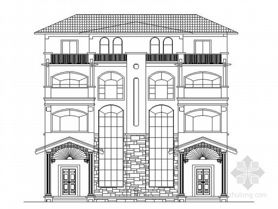 某两层双拼别墅建筑图资料下载-某四层双拼别墅建筑方案图