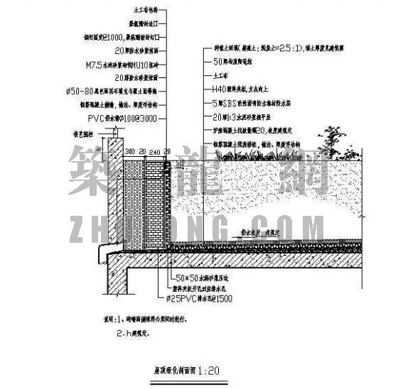 屋顶花园排水节点资料下载-屋顶花园节点详图