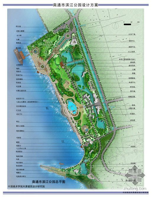 滨河规划总平面资料下载-江苏南通某滨河公园景观设计总平面