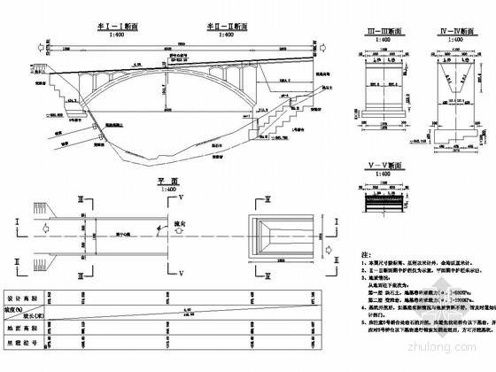 6米拱桥cad施工图资料下载-1-50米圬工拱桥施工图设计