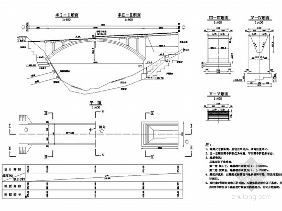 圬工拱桥设计图资料下载-1-50米圬工拱桥施工图设计