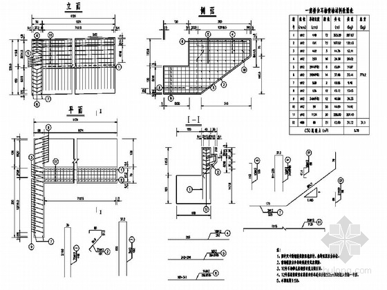 一级公路变截面预应力连续箱梁桥施工图（111张）-桥台耳背墙钢筋布置图 