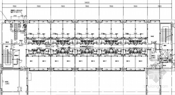 [上海]商业办公大厦空调通风及防排烟系统设计施工图（采暖设计）-二层通风防排烟平面图 