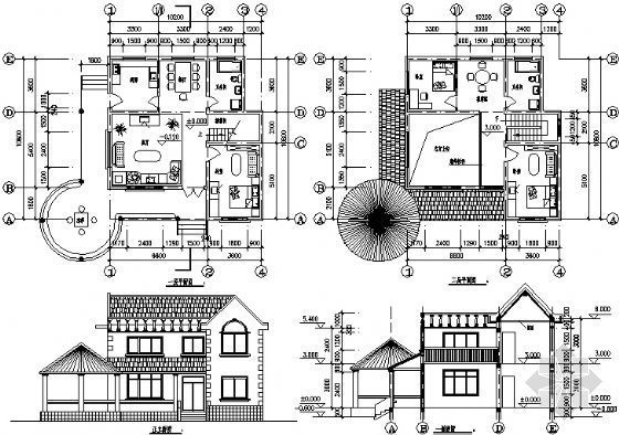 某二层小别墅建筑方案图3-4