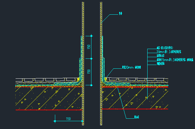 cad卫生间防水做法资料下载-厨房、卫生间防水节点大样图