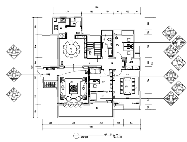 新中式会所茶室设计施工图（附效果图）-立面索引图