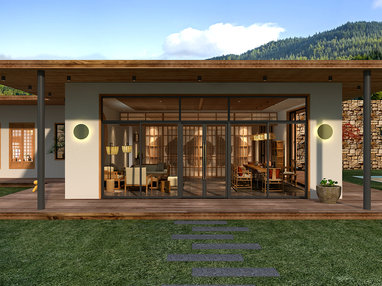 [分享]新中式风格山中民宿小院设计