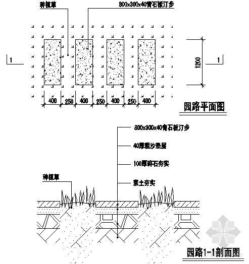 园路设计cad详图资料下载-园路详图二