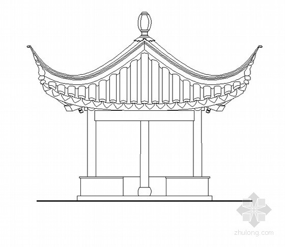 中式建筑翘角节点大样资料下载-三角亭节点大样图