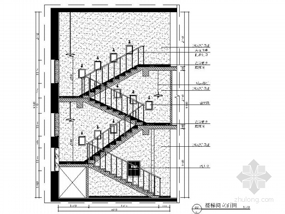 [黑龙江]创意产业孵化园现代咖啡厅室内装修施工图（含效果）楼梯间立面图