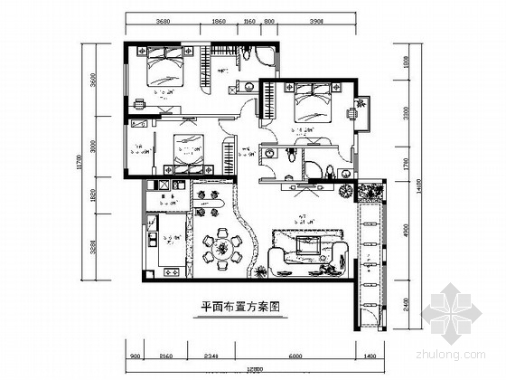 简欧风格三居室资料下载-[香港]东方之珠高档简欧风格三居室装修施工图（含效果）