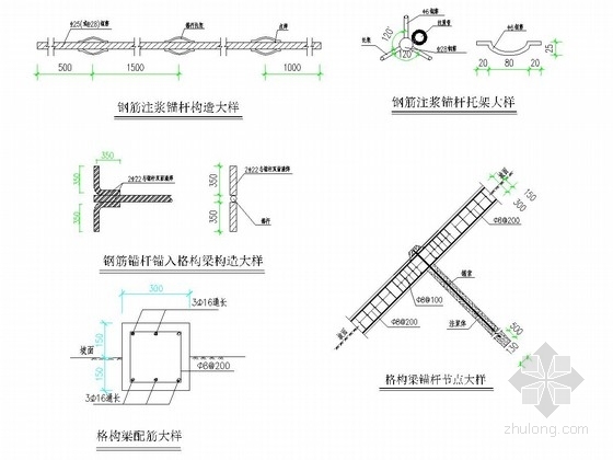 [广东]格构梁预应力锚索土质边坡支护施工图-大样图 