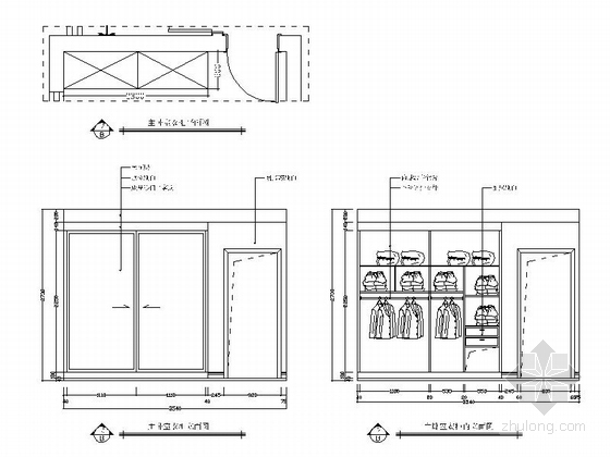 [广东]地知名地产风格两层小别墅室内施工图主卧室衣柜立面图