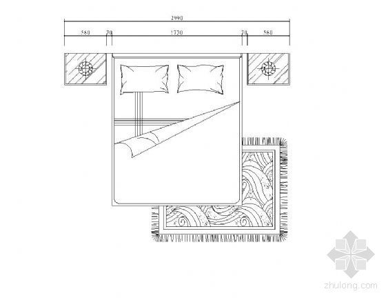 平面图CAD家具资料下载-床平面图块集