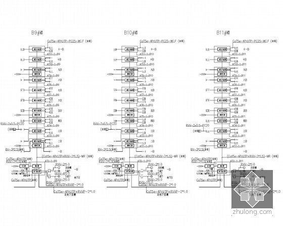 [浙江]高层住宅楼电气设计施工图纸-可视对讲系统图