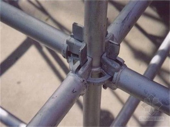 [浙江]超高层商务办公楼盘扣式脚手架施工方案-钢管采用插口与销钉式 