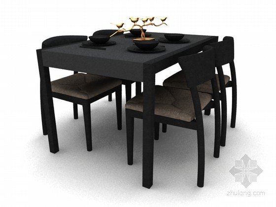 草图模型桌椅组合四人资料下载-四人餐桌椅组合