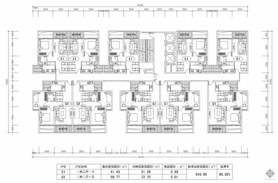 一梯十户塔式住宅资料下载-塔式多层一梯十户户型图