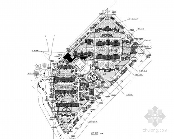 建筑CAD总平面资料下载-[大连]某居住区规划总平面图