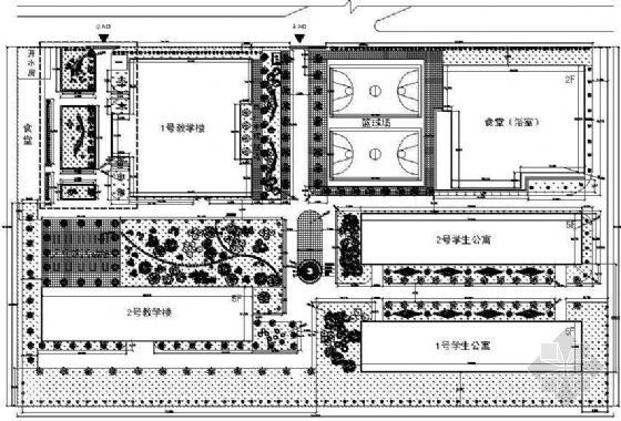 黄冈中学校园景观方案资料下载-某中学校园绿化设计平面图