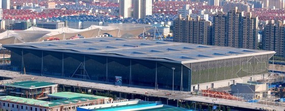 全钢结构金属板幕墙资料下载-[上海]钢结构展览馆施工质量情况（鲁班奖申报PPT）