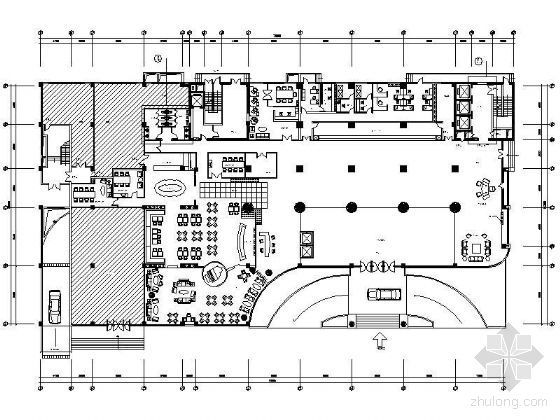 酒店办公平面设计资料下载-某酒店大堂平面设计图