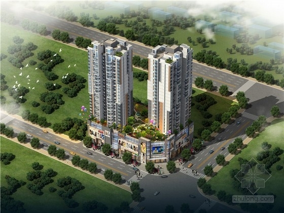 cad小区平面图规划资料下载-[广州]28层双塔住宅小区规划设计方案文本（含CAD 知名设计院）