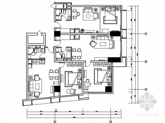 新古典风格洋房住宅立面资料下载-[上海]花园洋房住宅区新古典四居室样板房装修施工图（含全套软装配饰）