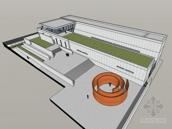 瑞士北耶勒基金会博物馆资料下载-普利策基金会美术馆SketchUp建筑模型