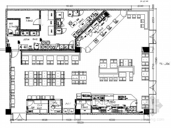 连锁店施工图纸资料下载-[北京]某名品牛肉饭连锁店室内装修施工图（含效果）