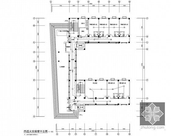 [安徽]儿童福利中心电气设计施工图纸（新规范）-四层火灾报警平面图