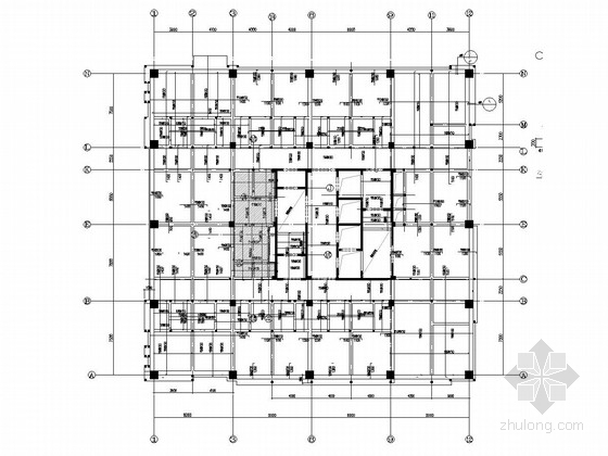 [安徽]20层框剪结构商务办公楼及裙房结构施工图（含建筑图 审查回复）-主楼二十层结构平面图 