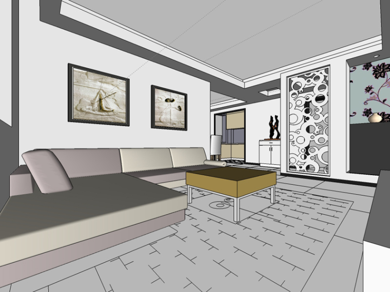 现代居室模型资料下载-现代居室SketchUp模型下载