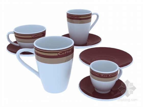 创意咖啡杯3d模型资料下载-现代咖啡杯3D模型下载