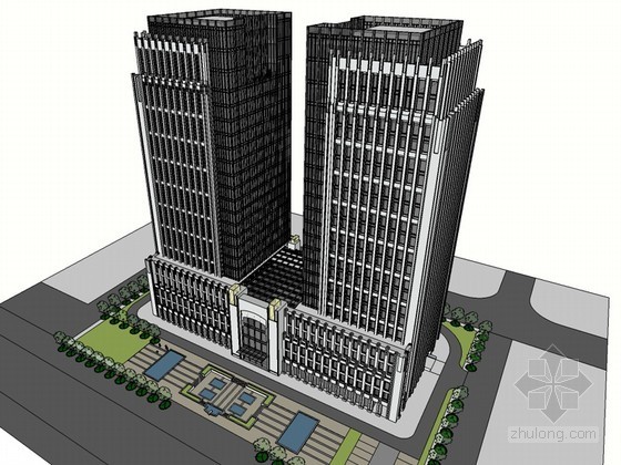 INFRAX办公大楼资料下载-办公大楼SketchUp模型下载