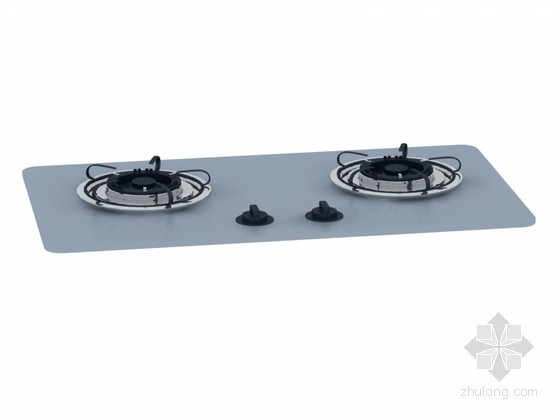 时尚双盘燃气灶资料下载-银灰色燃气灶3D模型下载