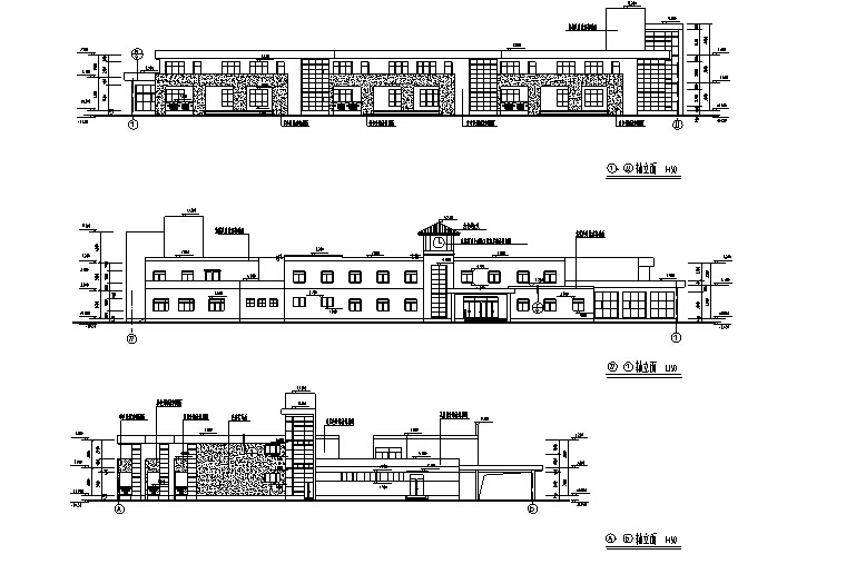 [苏州]某幼儿园室内装饰CAD施工图纸（含效果图）-轴立面图（3）