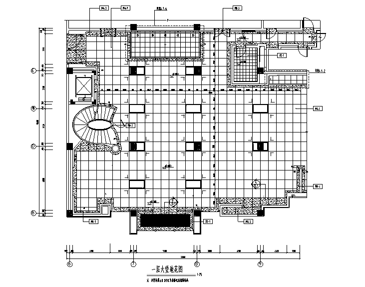 亿城西山华府会所空间设计施工图（附效果图）-一层大堂地花图